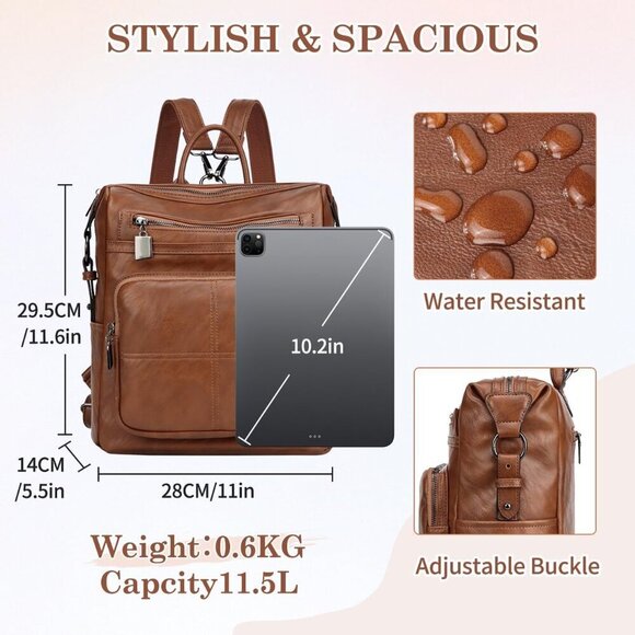 Women’s Vegan Leather Backpack Purse Convertible Fashion Travel Work Bag main image 6